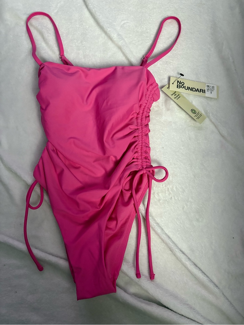 No Boundaries Hot Pink Side-Ruching One-Piece Swimsuit